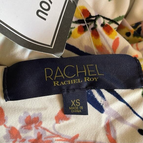 Rachel Roy Nola Size XS White Floral V-Neck Jersey Wrap Midi Dress Wedding Event - Picture 3 of 7